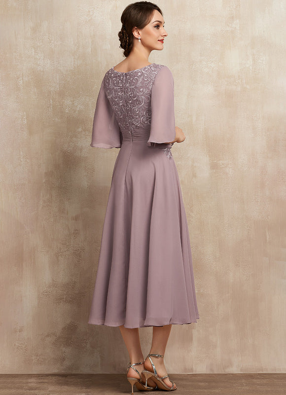 Robe Trapèze Lilas Élégant - gallery 6
