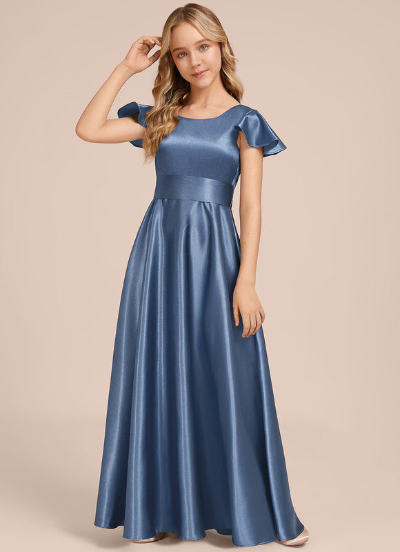 Robe Trapèze Satinée Céleste - gallery 2