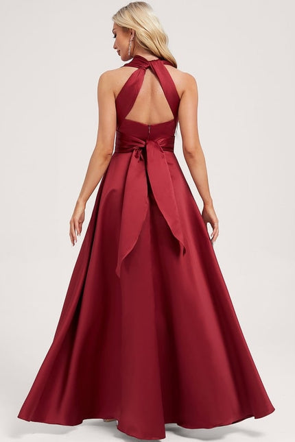 Robe Trapèze Satin Rouge Profond - gallery 6
