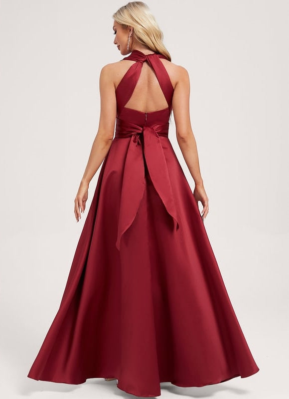 Robe Trapèze Satin Rouge Profond - gallery 6