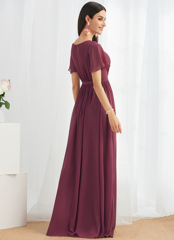 Robe Trapèze Longue Beige Élégante - gallery 1