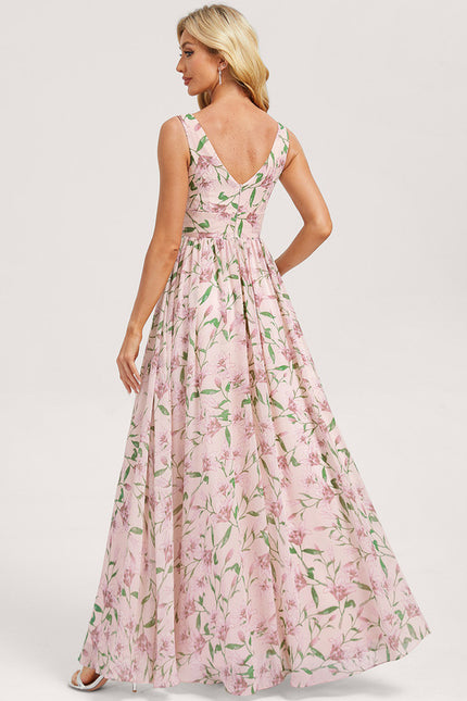 Robe Trapèze Longue Beige Élégante - gallery 4