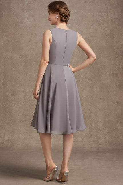 Robe Trapèze Gris Élégant Satiné - gallery 6