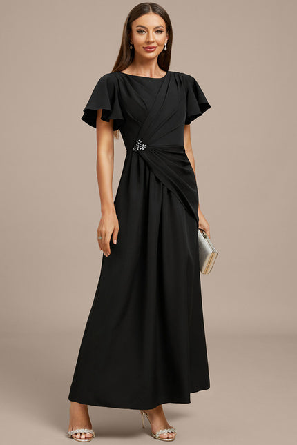 Robe Trapèze Élégante Noir Satiné