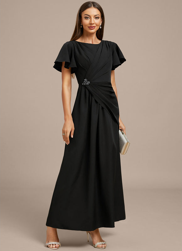 Robe Trapèze Élégante Noir Satiné