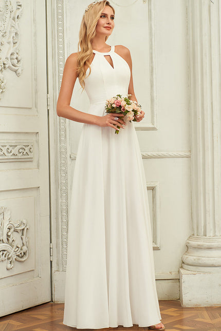 Robe Trapèze Blanc Mousseline Mariée - gallery 4