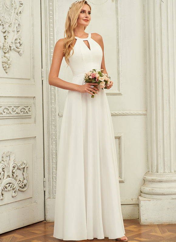 Robe Trapèze Blanc Mousseline Mariée - gallery 4