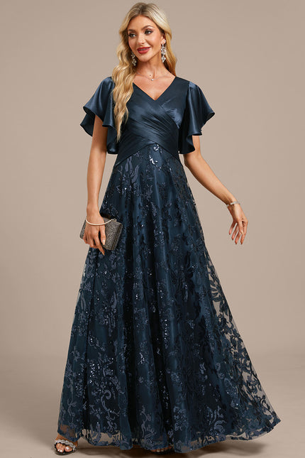 Robe Trapèze Satinée À Manches Flottantes - gallery 5