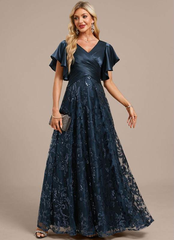 Robe Trapèze Satinée À Manches Flottantes - gallery 5