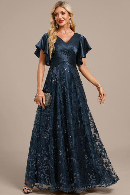 Robe Trapèze Satinée À Manches Flottantes - gallery 5