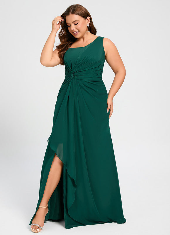 Robe Trapèze Verte Mousseline À Volants - gallery 8