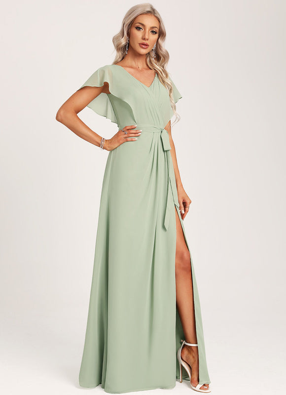 Robe Trapèze Mousseline Fendue - gallery 2