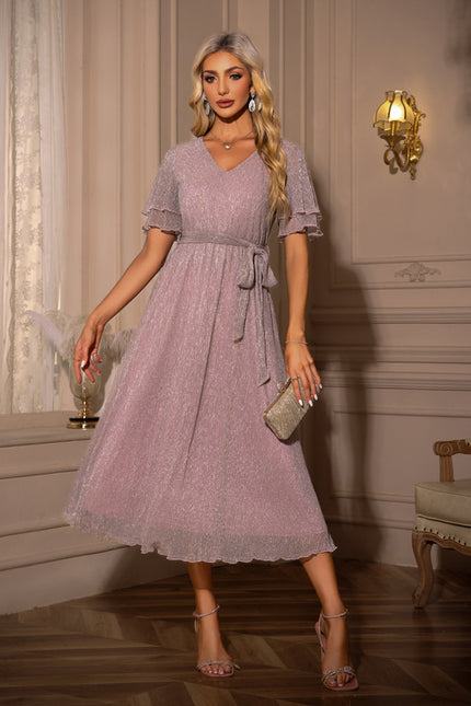 Robe Trapèze Tulle Rosée - gallery 3
