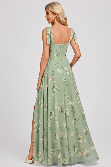 Robe Trapèze Élégante Vert Clair - gallery 5