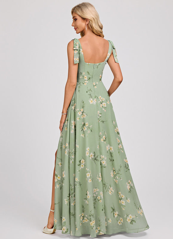 Robe Trapèze Élégante Vert Clair - gallery 5