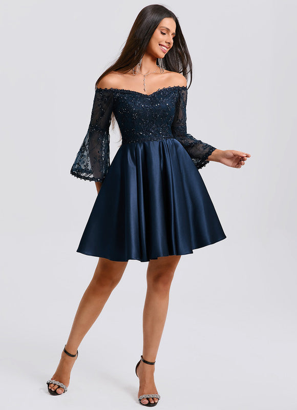 Robe Trapèze Satin Étoilée - gallery 5