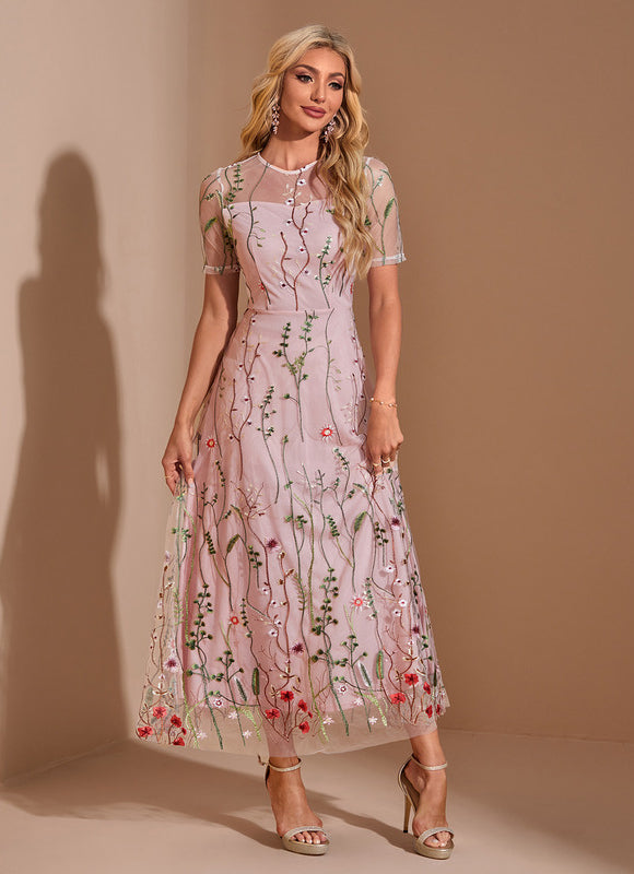 Robe Trapèze Étreinte Florale - gallery 3