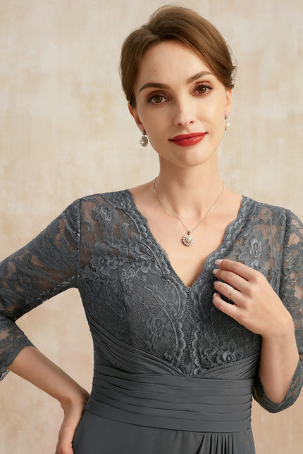 Robe Trapèze Gris Élégance Drapée - gallery 2
