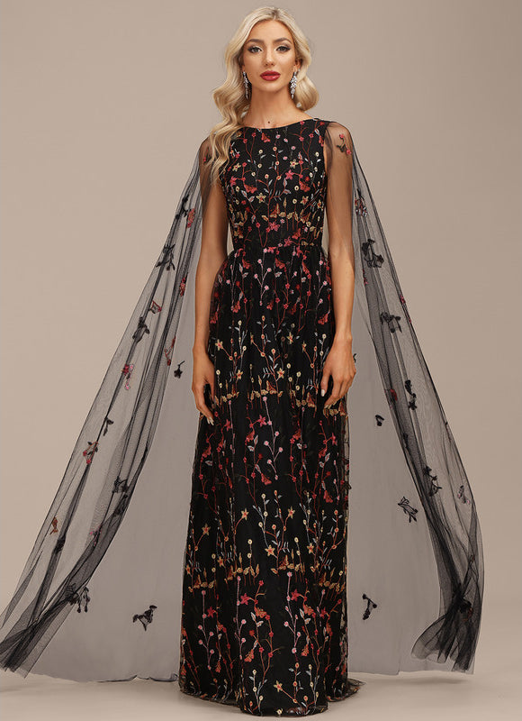 Robe Trapèze Nocturne Florale - gallery 1