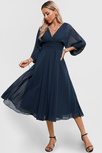 Robe Trapèze Florale Marine - gallery 1