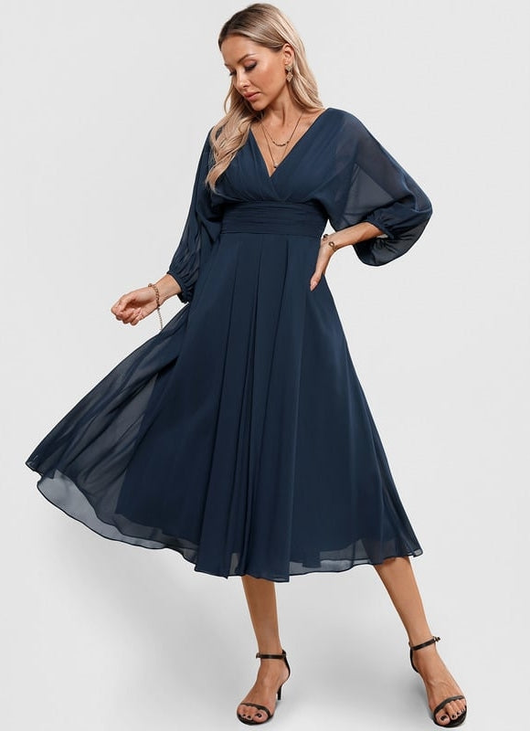 Robe Trapèze Florale Marine - gallery 1