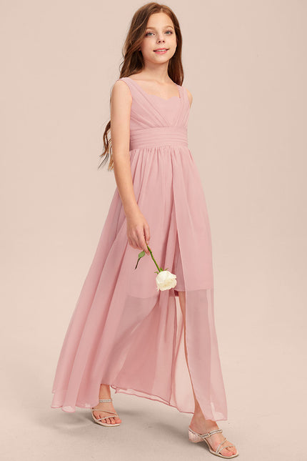 Robe Trapèze Rose Pastel Asymétrique Mousseline - gallery 1
