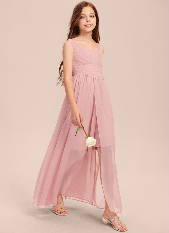 Robe Trapèze Rose Pastel Asymétrique Mousseline - gallery 1