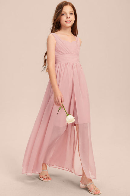 Robe Trapèze Rose Pastel Asymétrique Mousseline - gallery 1