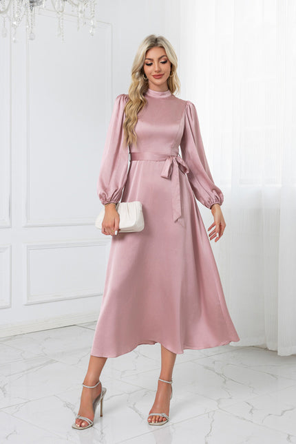 Robe Trapèze Rose Satinée - gallery 5