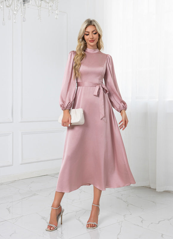 Robe Trapèze Rose Satinée - gallery 5