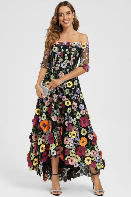 Robe Trapèze Asymétrique Éclat Floral - gallery 2