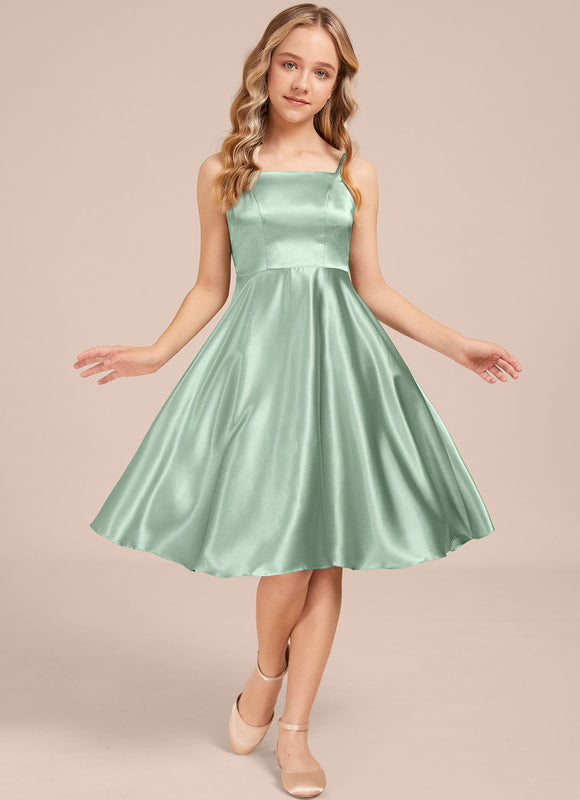 Robe Trapèze Satinée Menthe Douce