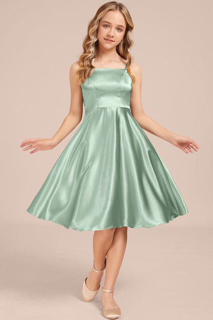 Robe Trapèze Satinée Menthe Douce