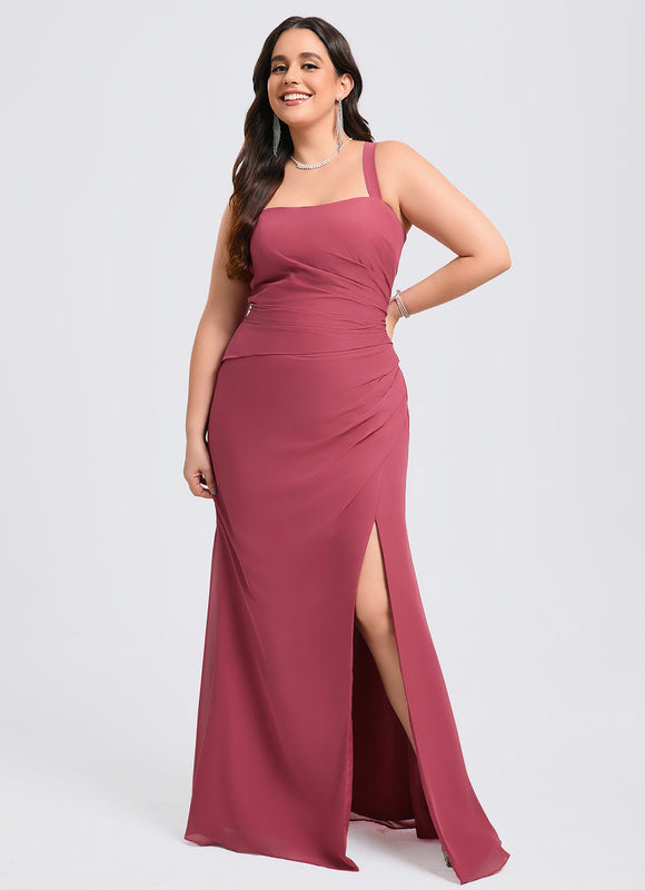 Robe Trapèze Bleue Soirée Longue Slit - gallery 7