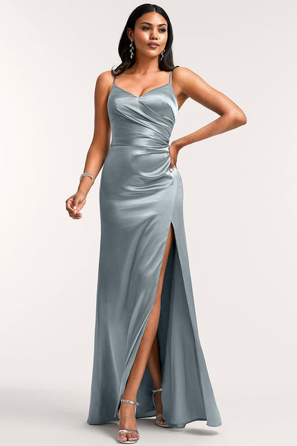 Robe Trapèze Satin Doré Élégante - gallery 1