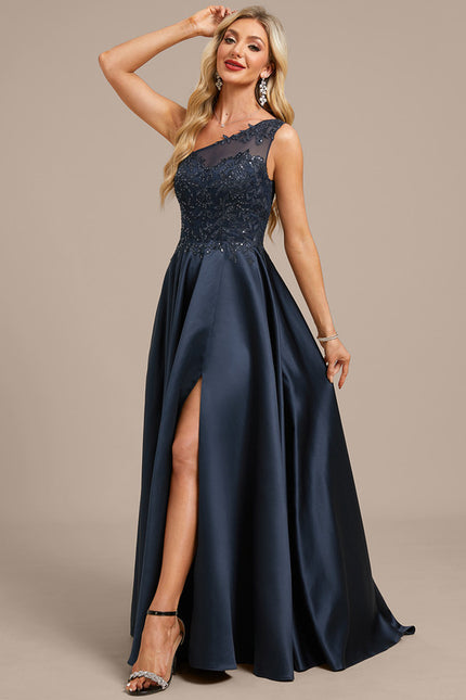 Robe Trapèze Satin Étoilé Noir - gallery 3