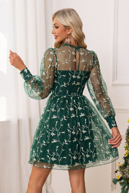 Robe Trapèze Élégance Florale Cristalline - gallery 1