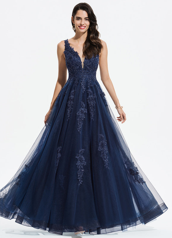 Robe Trapèze Bleu Lumineux Tulle