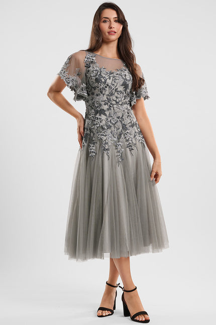 Robe Trapèze Gris Éthéré