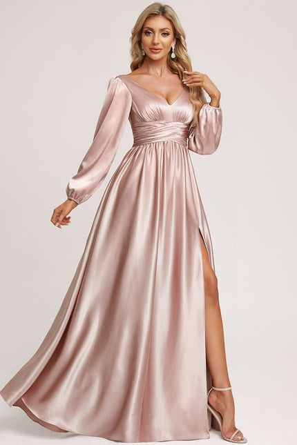 Robe Trapèze Satin Doré Élégante - gallery 4