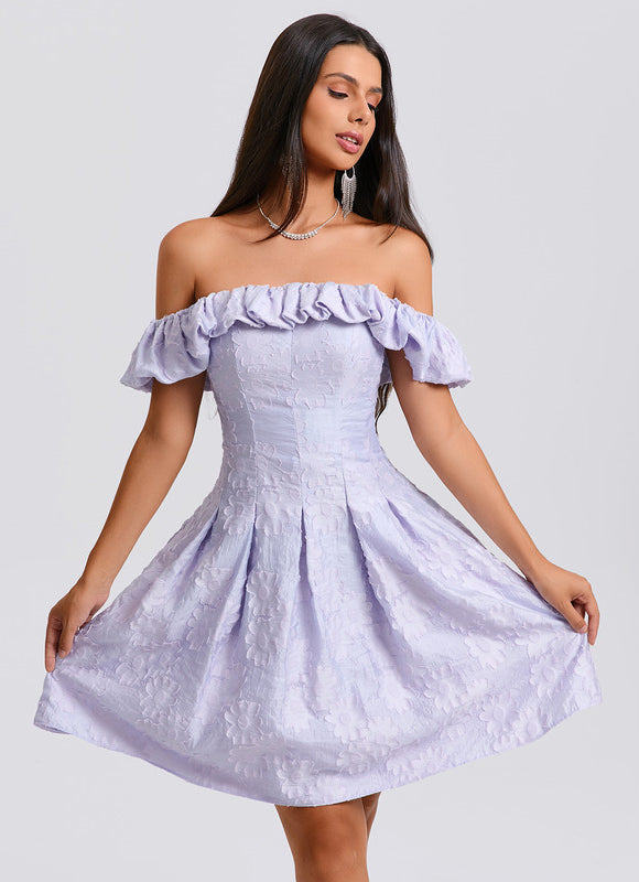 Robe Trapèze Lavande Fleurie - gallery 1