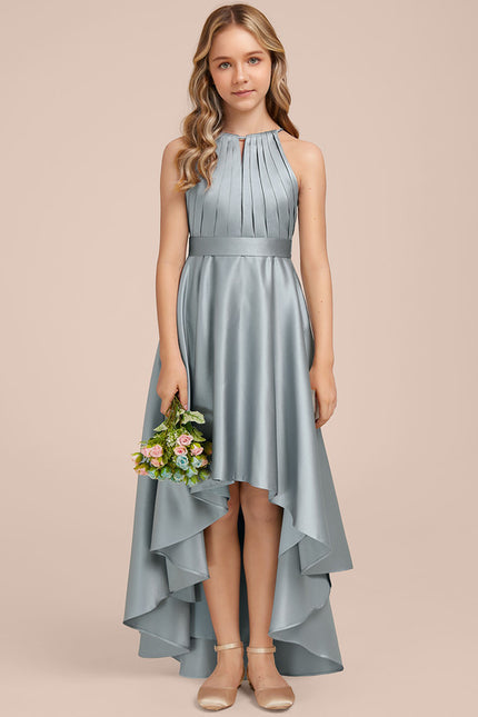 Robe Trapèze Satin Bleuté Élégante