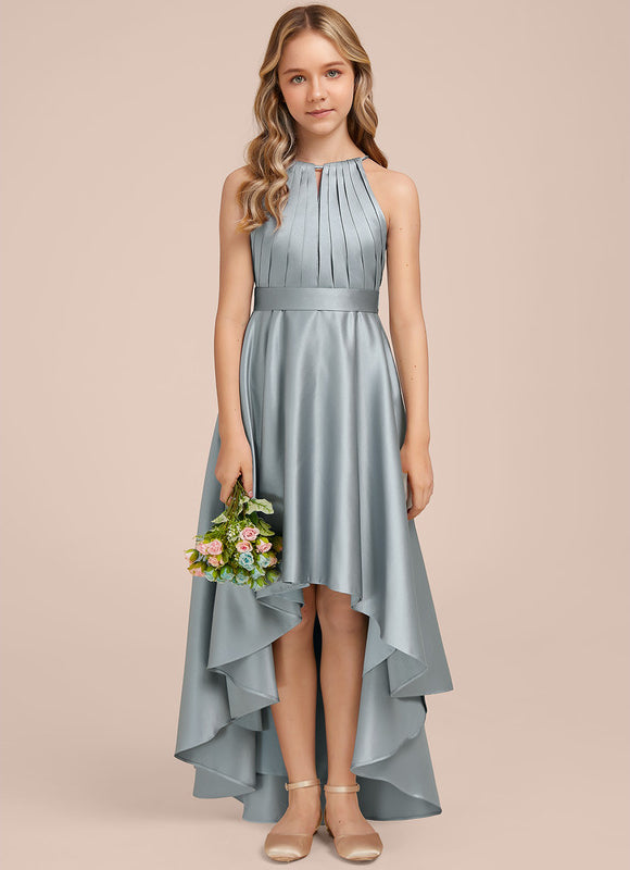 Robe Trapèze Satin Bleuté Élégante
