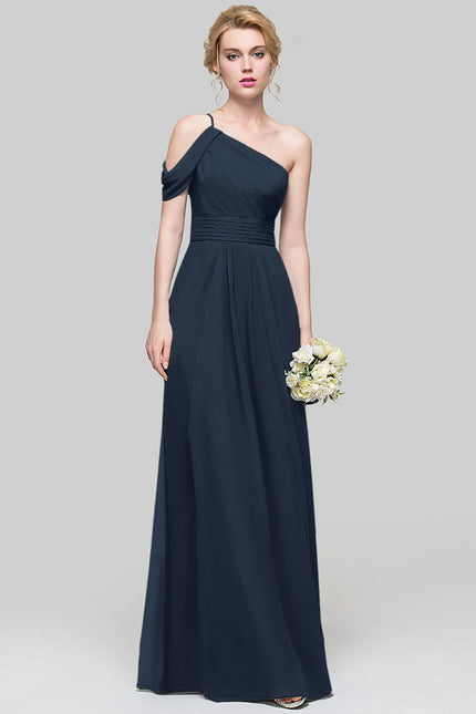 Robe Trapèze Asymétrique Beige - gallery 2