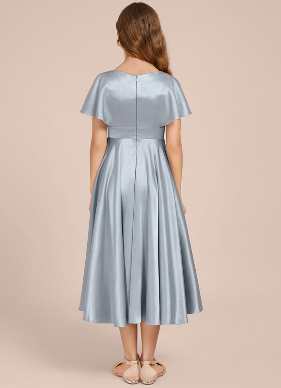 Robe Trapèze Satin Ciel - gallery 3