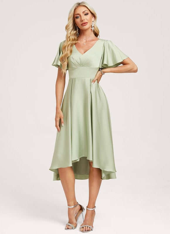 Robe Trapèze Vert Pâle Élégante - gallery 1