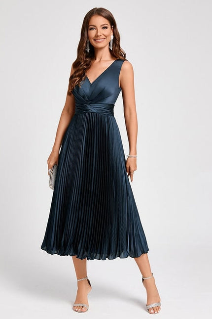 Robe Trapèze Plissée Satinée - gallery 1