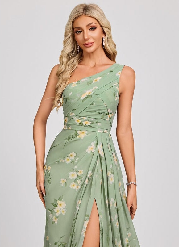 Robe Trapèze Asymétrique Beige - gallery 4