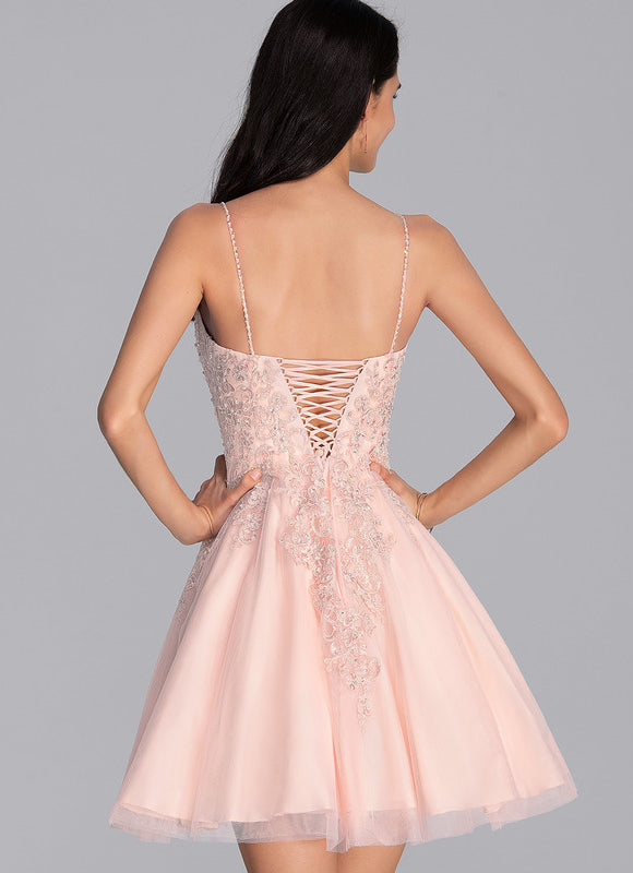 Robe Trapèze Rose Poudré Élégant - gallery 2