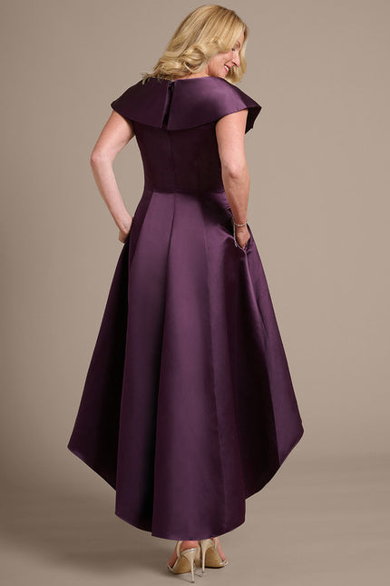 Robe Trapèze Satin Prune Élégant - gallery 5